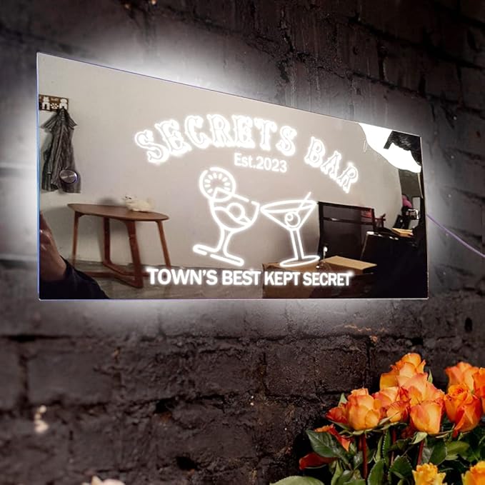 Personalized Bar LED Custom Light Up Mirror Multi Colour Lighting, Custom Name Neon Sign Light Wall Decor for Bedroom, Bar, Barber Shop