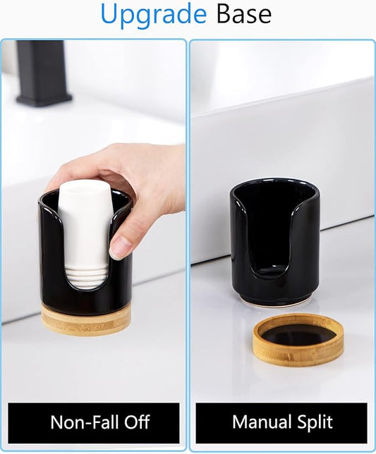 Ceramic Bathroom Cups Dispenser - 3 oz Disposable Paper & Plastic Bathroom Cups Holder - Mouthwash Cups Dispenser for Bathroom, Guest Toiletries, Countertop, Coffee - BPA Free (2 Pack)
