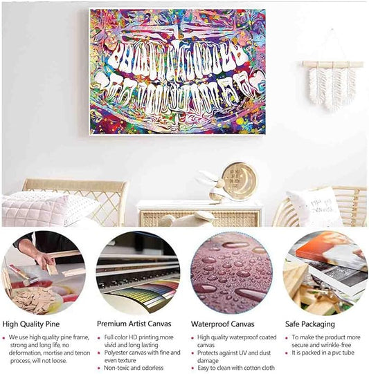 MBARE Small Watercolor Art,Dental Watercolor Print Tooth Teeth Dental Clinic Decor Medical Art Dentistry Student X Ray Orthodontist Dentist Gift~-16"X20" Canvas Print With Frame