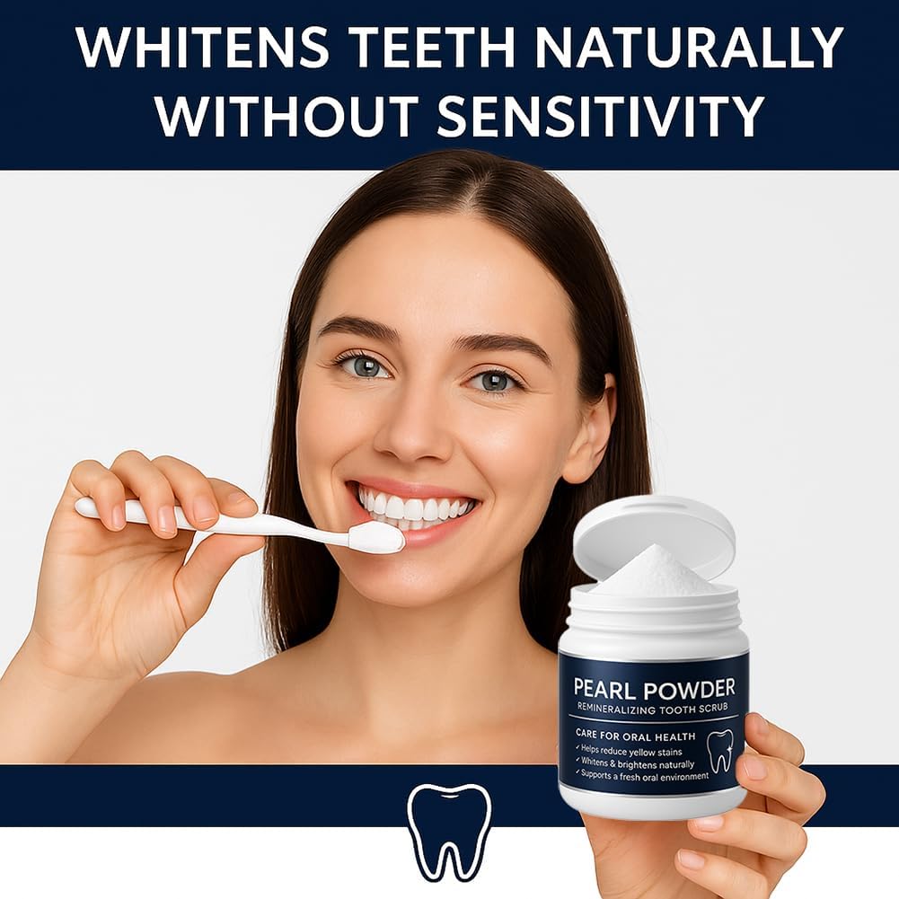 Remineralizing Tooth Powder with Pearl Powder | Natural Teeth Whitening Scrub | Hydroxyapatite Fluoride-Free Tooth Polish (1)