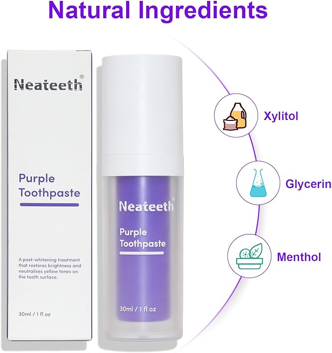 Purple Toothpaste for Teeth Whitening, Color Correcting Purple Whitening Toothpaste for Yellow Teeth, Gentle Stain Remover, Brighten & Refresh Your Smile