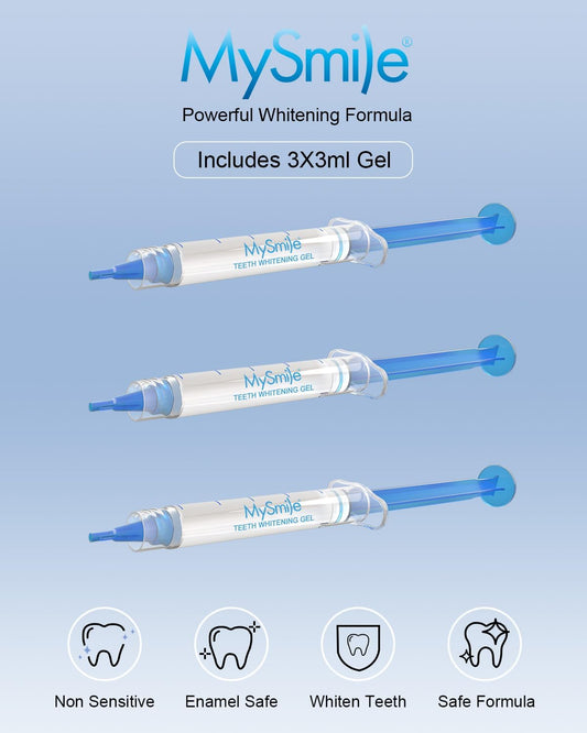 MySmile Teeth Whitening Gel Pen Refill Pack, 3 Non-Sensitive Teeth Whitening Pen, Deluxe Teeth Whitener Dental Grade Tooth Whitening Gel with Carbamide Peroxide for Home, 10 min Fast Result