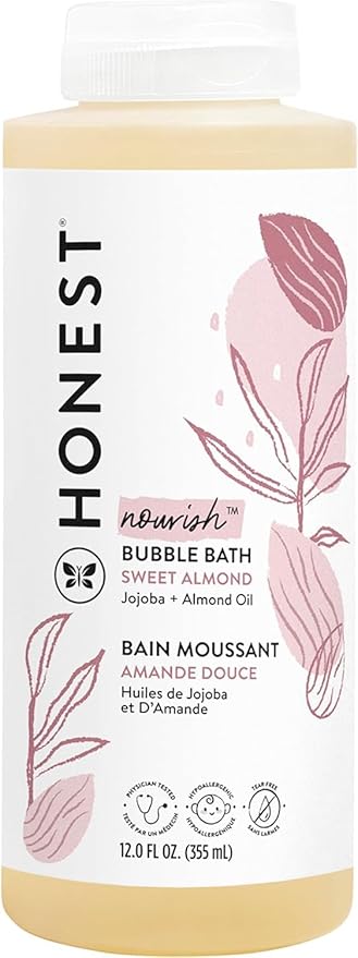 The Honest Company Foaming Bubble Bath Gentle for Baby Naturally Derived Tear-free Hypoallergenic Sweet Almond Nourish 12 fl oz