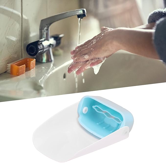 Faucet Extender Sink Water Spout Flat Faucet Cover Extender Hand Washing Supplies Faucet Extension Attachment for Children Toddlers Kids(Blue)