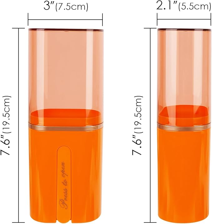 Toothbrush Travel Case, Portable Toothbrush Toothpaste Container with Mouthwash Cup, Wall Mounted Toobrushbrush Holder for Bathroom, Camping, Gym (Orange)