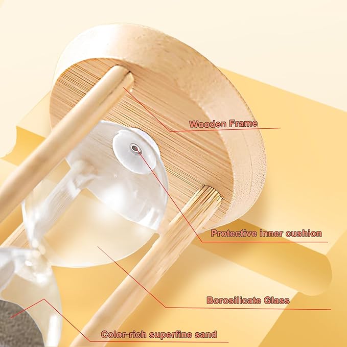 Mini Hourglass,5 Minute Sand Timer,Wooden Sandglass Timer, Sand Watch 5 Min, reloj de Arena- Unique Sand Clock for Classroom,Cooking,Desk Decor & Gift Brown