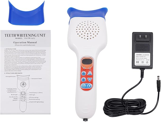 Handheld Teeth Whitening Light,30W 3-Color Adujstable Teeth Whitening Machine, LED Portable Teeth Bleaching Machine for Clinics, Hospitals, Beauty Salons