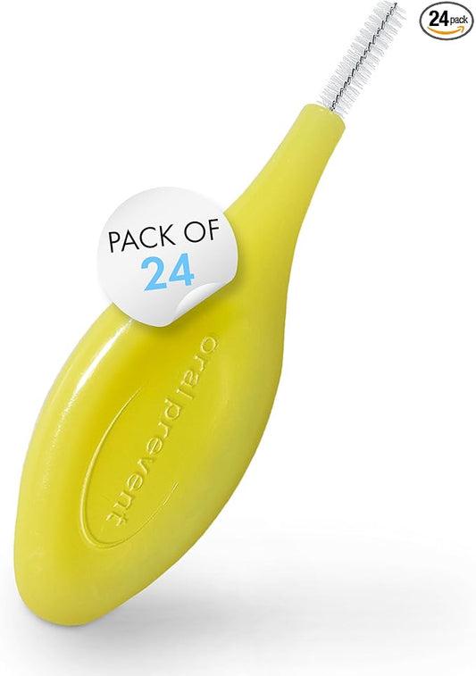 Smart Grip Interdental Brushes 0.50 mm – Yellow – ISO 2 – Deep Cleaning Between Teeth – Ultra-Fine Dental Picks – 24 Pack