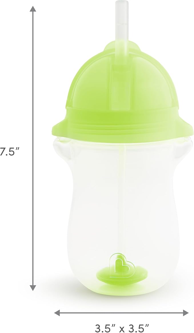 Munchkin Any Angle Weighted Toddler Straw Cups with Click Lock Lid, 10 Ounce, 2 Pack, Blue/Green