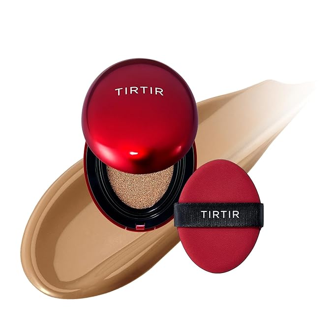 [*Mini Size*] TIRTIR Mask Fit Red Cushion Foundation | Full coverage, Weightless, Skin fit, Satin Glow Finish, Korean Makeup BB Foundation, beauty, Tattoo cover up, Buildable (#35N Walnut, 0.15 Fl Oz)