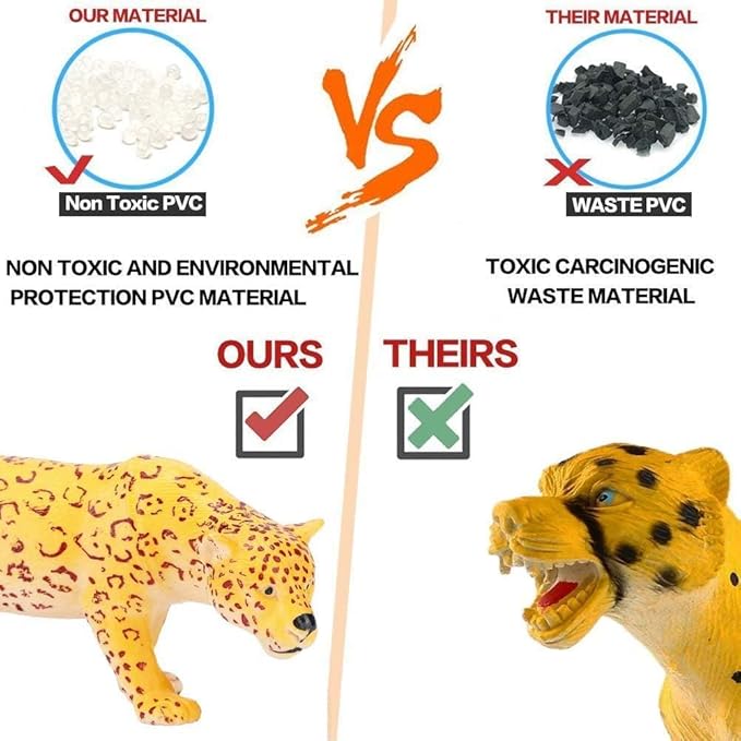 BOLZRA Safari Animals Figures Toys, Realistic Jumbo Wild Zoo Animal Figurines, Plastic African Jungle Animals Playset for Kids Toddlers, 14Pcs Birthday Stocking Stuffers