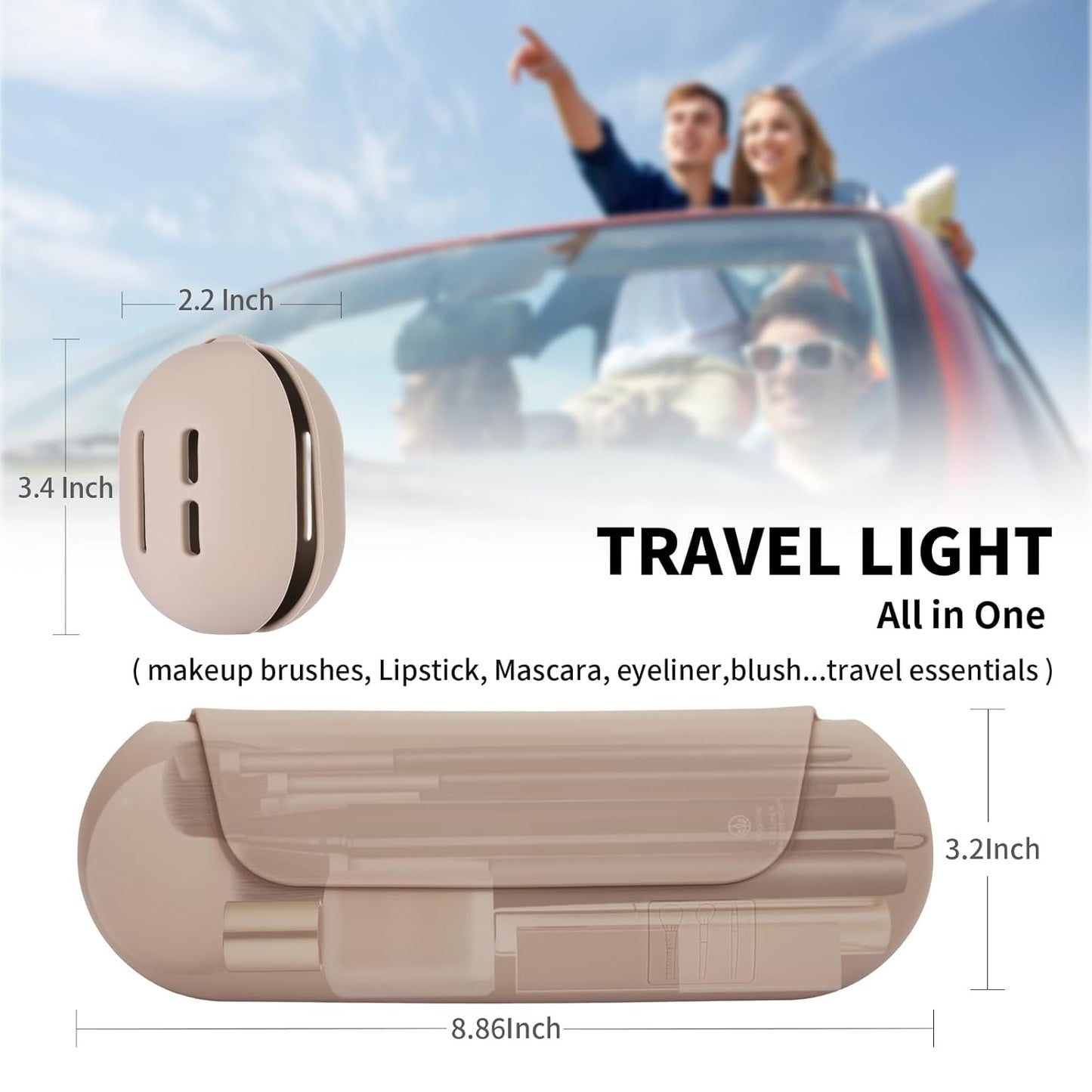 2 IN 1 Silicone Makeup Brush Holder with Beauty Make Up Sponge Holder Case：Soft Portable Cosmetic Face Brushes Holder with Upgrade Anti-Fall Out Magnetic Closure - Walnut