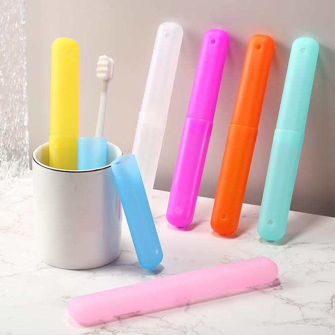 60 Pieces Plastic Toothbrush Holders Portable Travel Toothbrush Case Cover Protector Case Holders for Indoor Outdoor Travel Trip Home Camping School (Colorful)