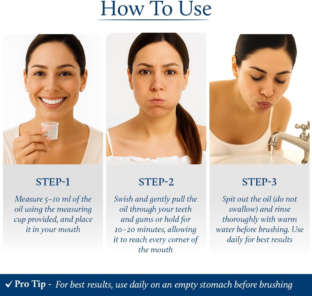 Blue Nectar Cinnamon Mouth Pulling Oil for Kavala Gandusha Oral Hygiene Ritual | Ayurvedic Mouthwash for Fresh Breath,Daily Oral Care & Helps Maintain Fresh Gums (9 Herbs, 6.76 Fl Oz)