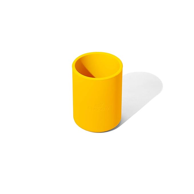 Avanchy Silicone Training Sippy Cup with Straw Lid – Tiny Cup for Babies 6+ Months to Toddlers 1 Year Old – 5 oz Infant Water Cup for Baby Led Weaning, Yellow