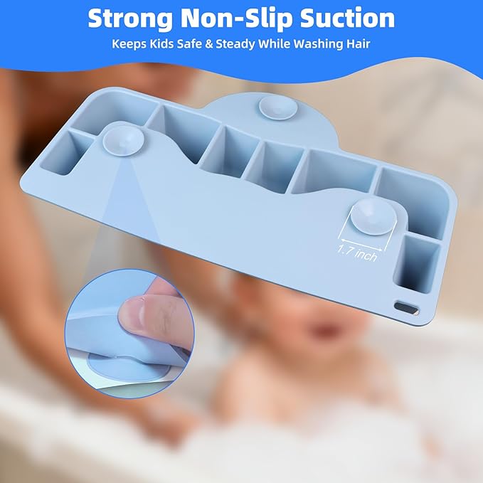 Portable Hair Washing Station for Kids – Soft Silicone Shampoo Basin with Neck Support & Rinse Cup | Fits Sink & Bathtub | Splash-Free Shampoo Buddy Set for Toddlers & Children