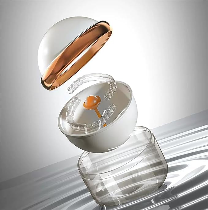 AARAINBOW Retainer Cleaner Case, Clear Denture Case, Large Denture Bath Box with Strainer Basket, Retainer Storage Soak Container for Travel, Mouth Guard Cleaning Box Braces Holder Cup (A White)