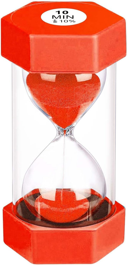 10 Minute Hourglass Sand Timer, Unbreakable Red Hourglass Sand Watch 10 Min, Reloj De Arena 10 Minutos, Colorful Plastic Hour Glass Sandglass for Classroom Games （Red