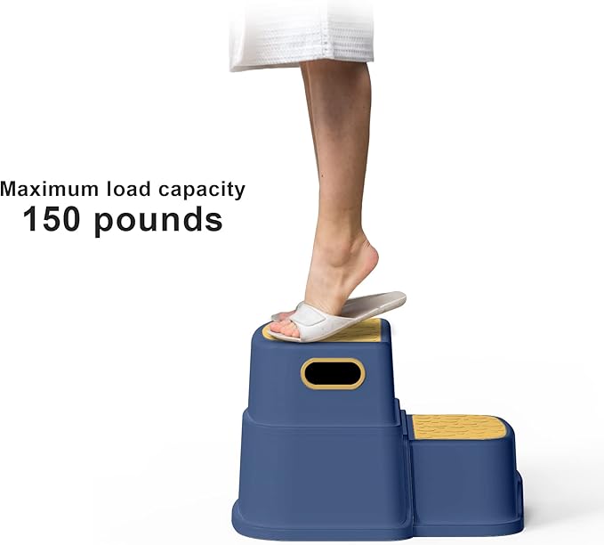 Toddler Step Stool for Kids - Non-Slip 2 Step Stool for Potty Training & Bathroom Sink, Dual Height 9.5", Sturdy Safety Nursery Stool for Kitchen & Toilet (Includes 2 Ducks)