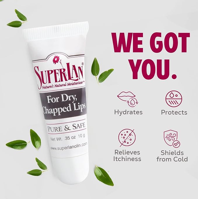 Organic Lanolin Lip Balm - Lip Repair for Hot/Dry Weather - Natural Nipple Cream Lanolin - Moisturizer for cracked lips - Hydrating lip care - Ultra pure jojoba oil - Kosher chapstick (0.35 Oz)