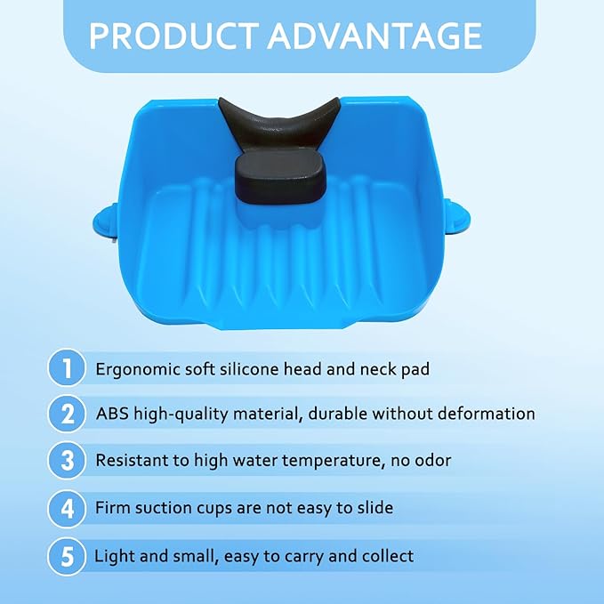 Portable Shampoo Basin for Kids, Baby, Children,Tear Free Hair Washing Basin Tray at Home (Blue)