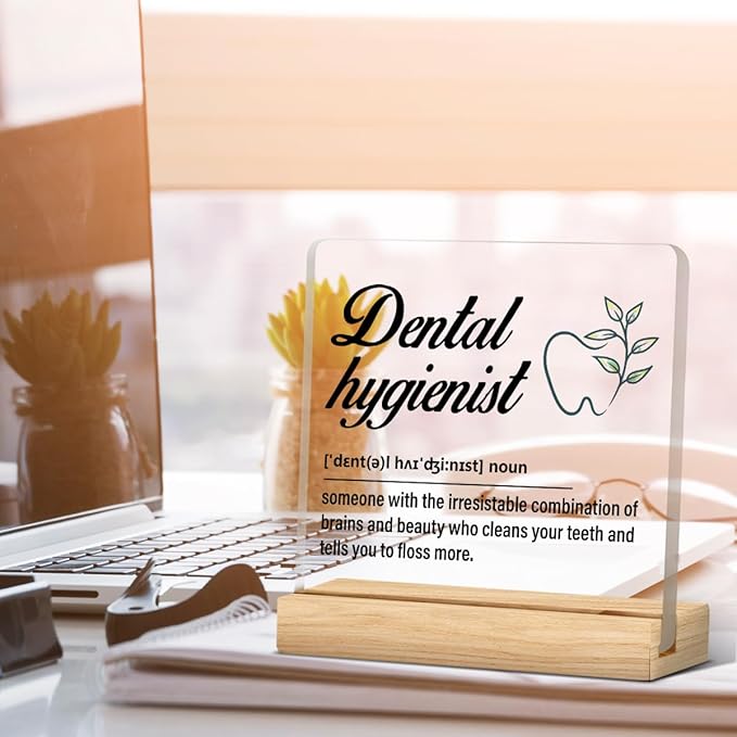 Dental Hygienist Gift for Women Men, Dental Hygienist Definition Acrylic Desk Sign Decor