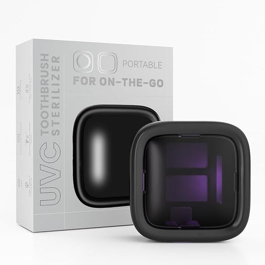 UV-C Toothbrush Sanitizer and Holder, Portable Toothbrush Case Magnetic Mounting, Rechargeable Toothbrush Cover for Any Toothbrush Head, Tooth Brush Cover Cap for Home & Travel (Black)