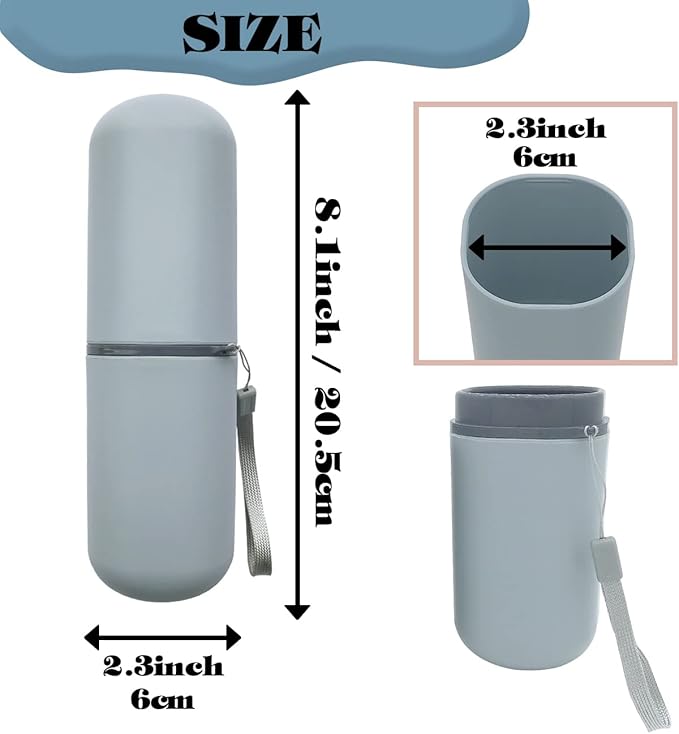 HEIPINIUYE Light Blue Travel Toothbrush Holder, Toothbrush and Toothpaste Travel Case Portable Toothbrush Holder with Cover for Traveling Bathroom Business Camping School