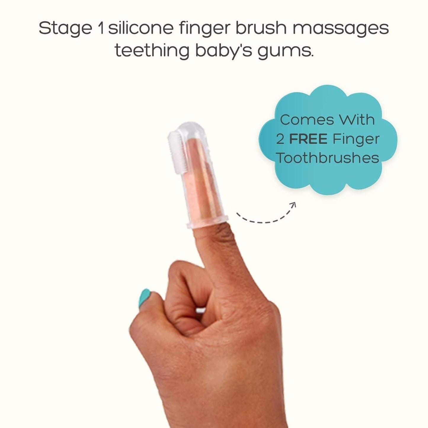 grabease Double-Sided Baby Toothbrush - Silicone Finger Brush for Toddler - Choke Protection Barrier for Babies 12 Months & Up - Dual-Sided Bristles Infant & Toddler Toothbrush - 2-Pack Navy/Orange