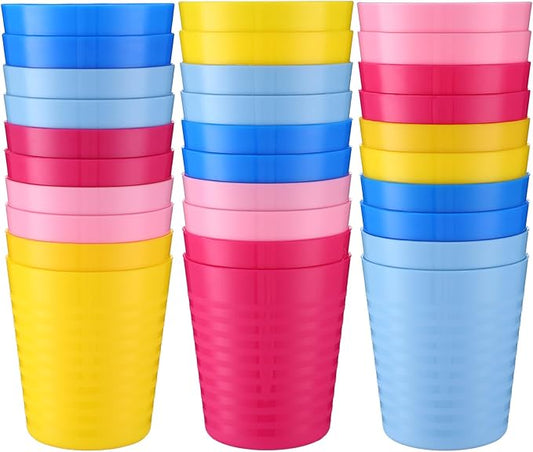 Eccliy 36pcs 8 oz Christmas Cups Unbreakable Plastic Stackable Juice Reusable Tumblers Bulk Plastic Drinking Cups for Kid Toddlers Baby Kid, Dishwasher Safe(Elegant Color)