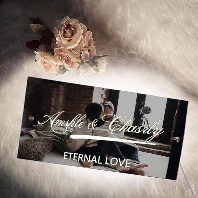 Personalized Couples LED Name Light Custom LED Light Up Mirror Multi Colour Lighting, Custom Name Neon Sign Light Wall Decor for Bedroom