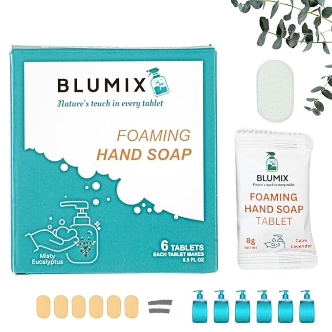 Foaming Hand Soap Tablet Refill – 6 Pack | Eucalyptus Scent | Eco-Friendly, Plant-Based, Plastic-Free, Non-Toxic, Just-Add-Water Refill Tablets for Zero Waste Hand Washing