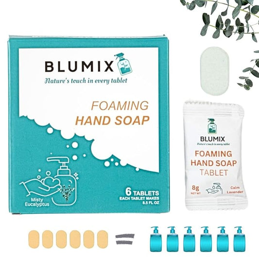 Foaming Hand Soap Tablet Refill – 6 Pack | Eucalyptus Scent | Eco-Friendly, Plant-Based, Plastic-Free, Non-Toxic, Just-Add-Water Refill Tablets for Zero Waste Hand Washing