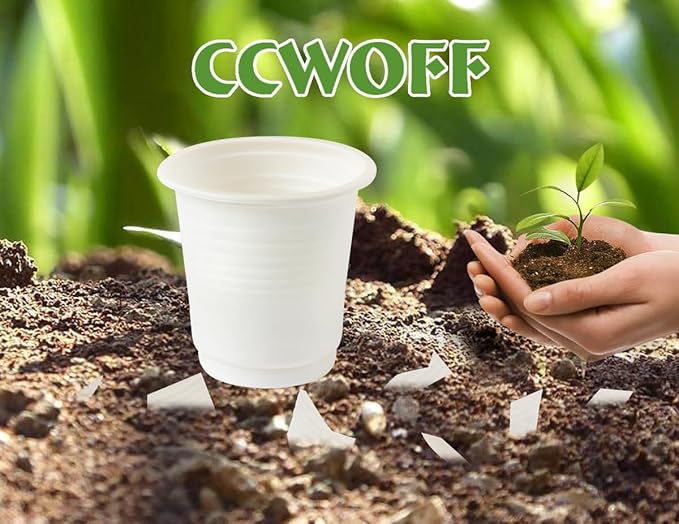 Compostable Disposable 3oz Bathroom Cups 100P Mouthwash Eco Friendly Plastic Paper Cups Biodegradable Bath Rinse Medicine Urine, Replace Mini Small Bathroom Cup 3 oz Paper Plastic Cup