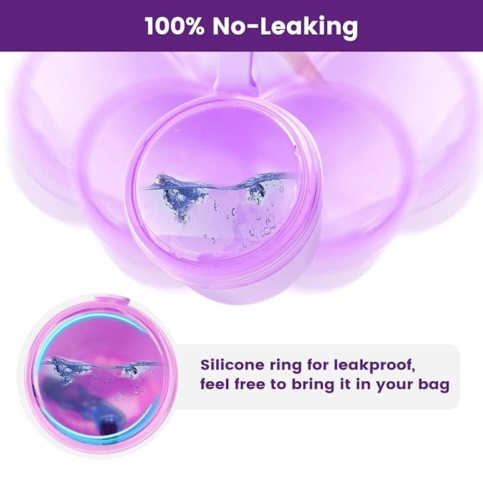 Leak Proof Travel Denture Bath Case for Full Dentures, Denture Cups for Soaking Dentures, Denture Container Cups with Brush for Dentures, Aligner, Retainers, Mouth Guard (Purple)