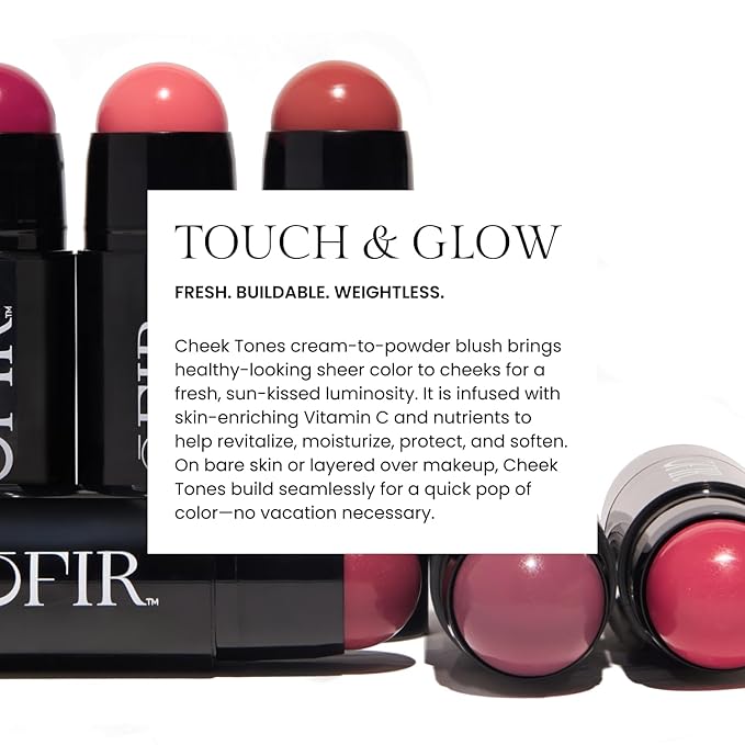 OFIR Cheek Tones Vitamin C Blush Stick | Buildable, Hydrating, Lightweight, Vegan Cream Blush Stick | Non-Transfer, Radiant Finish, Skin-Loving Formula | Brown Pear - Brick Brown | 0.21 oz