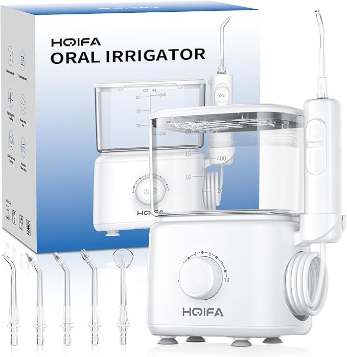 Water Dental Flosser, 600ML Large Water Tank Oral Irrigator for Teeth, 10 Modes Water Flosser with 5 Jet Tips Suitable for Multiple Users, IPX7 Waterproof Electric Flossing Machine for Family, White