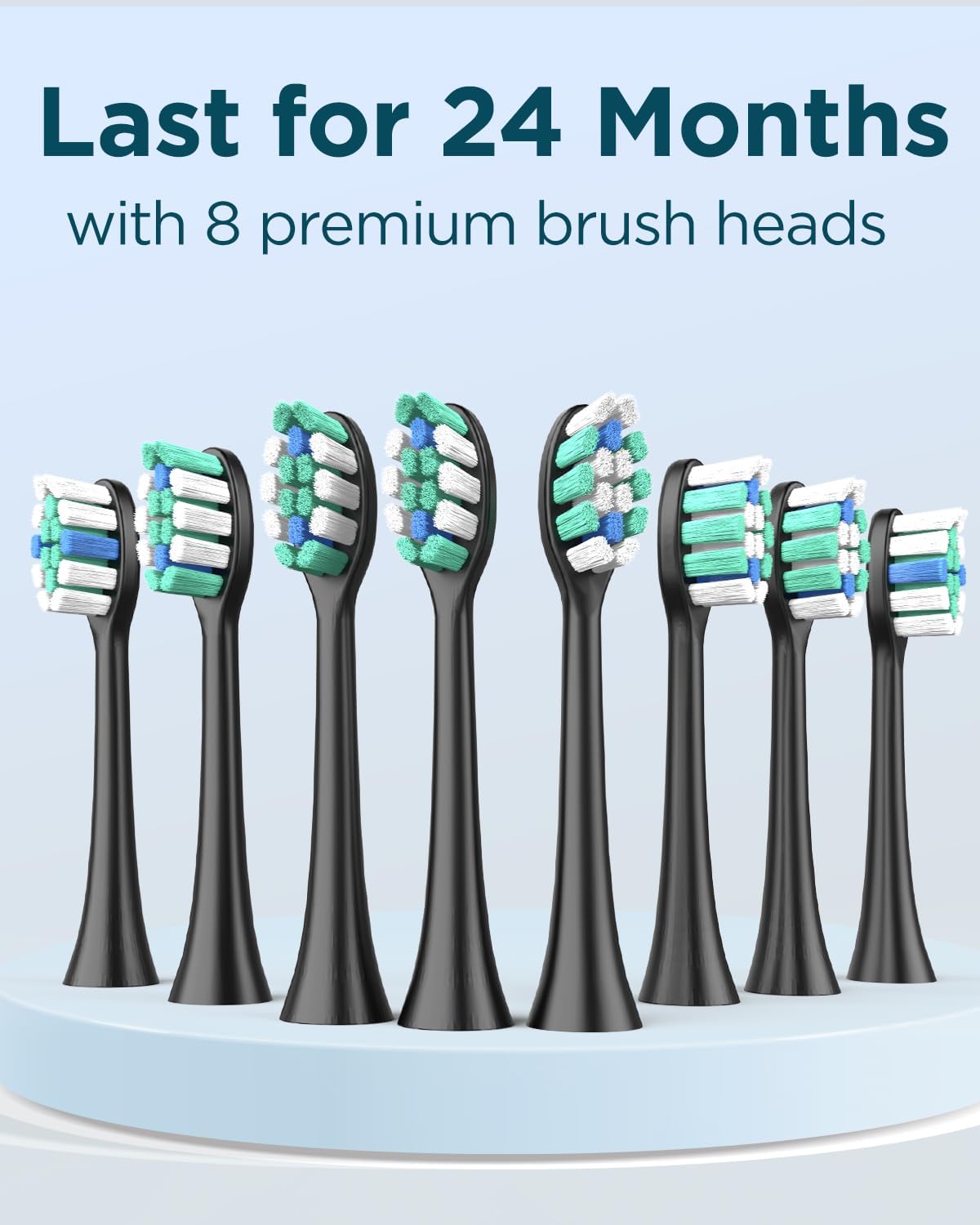 Rtauys M5 Sonic Electric Toothbrush for Adults and Kids - Rechargeable Toothbrush with Electric Toothbrush Cover, 8 Brush Heads & Travel Case, 120 Days Battery Life - BlackSilver