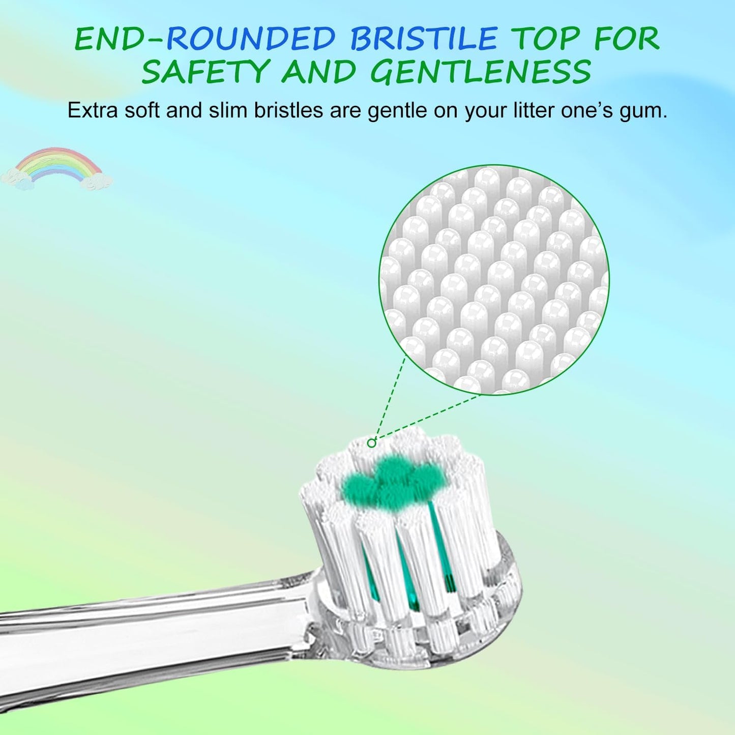 Teeteck 5 Pack Kids Toothbrush Replacement Heads Compatible with SEAGO SG513/SG977/SGEK6, DadaTech DT-K6/DT-BB1/DT-977, Brush-Baby WildOnes (Ages 8-18 Months/Green)