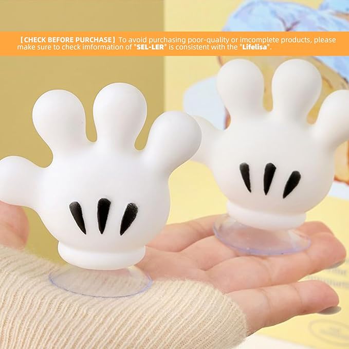 Cute Hanging Toothbrush Holder, Funny Hand Wall Hanging Utility Suction Hooks with StickyPads, Multi-Function Bathroom Decor, Shower Holder (2)