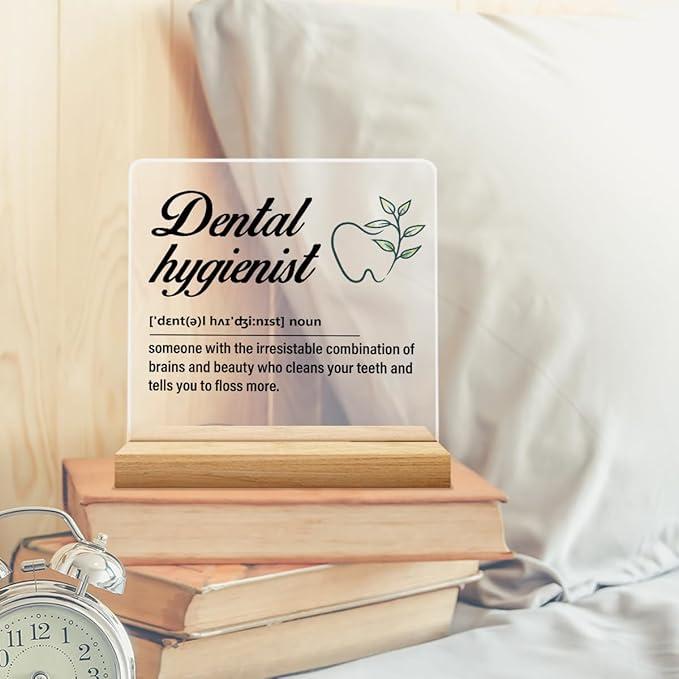 Dental Hygienist Gift for Women Men, Dental Hygienist Definition Acrylic Desk Sign Decor