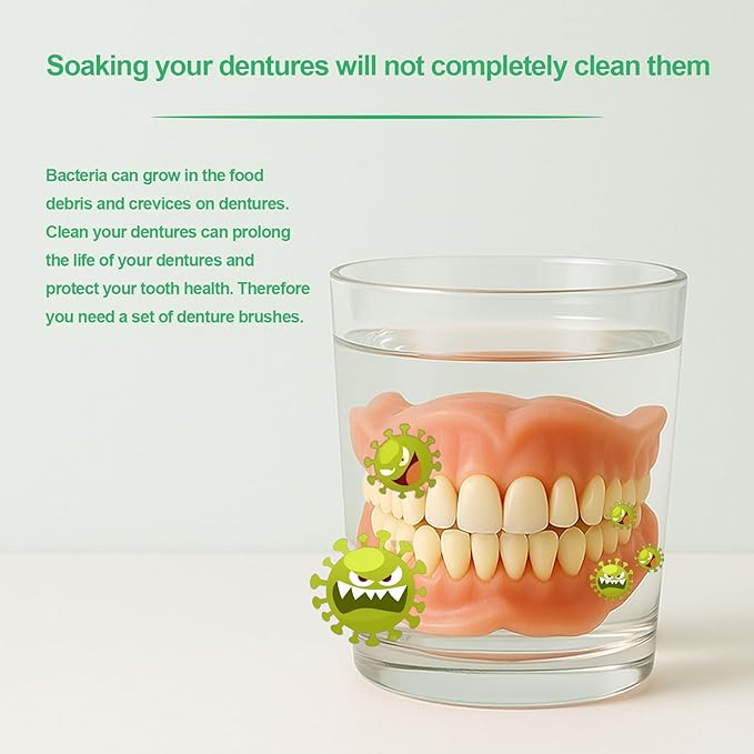 Denture Brush 6Pcs Denture Toothbrushes,Denture Cleaning Care Cleaning Brush,Double Sided Toothbrush for Denture Cleaning Care