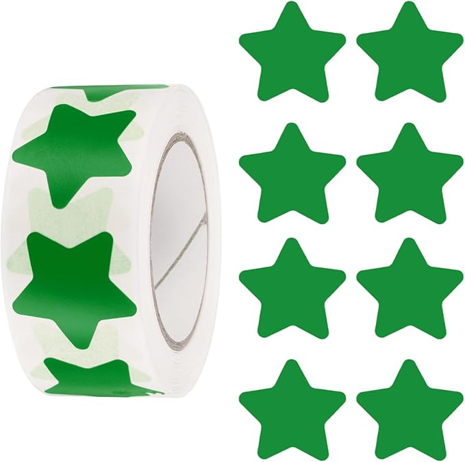 PATIKIL Star Stickers Roll 1 Inch(25mm), 500pcs Reusable Self-Adhesive Star Labels for Reward Behavior Chart Teachers Business Decorating Wedding DIY Crafts, Green