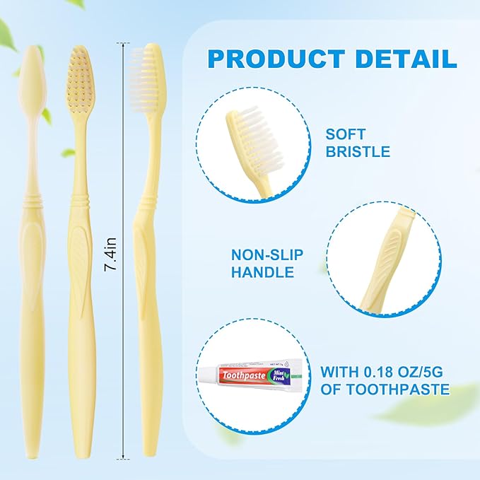 Disposable Toothbrush with Toothpaste Set, Individually Wrapped Soft Bristles Travel Size Manual Toothbrushes Kit in Bulk for Hotel/Travel/ Business/Donation/Homeless/Charity/Camping (500 Pack)