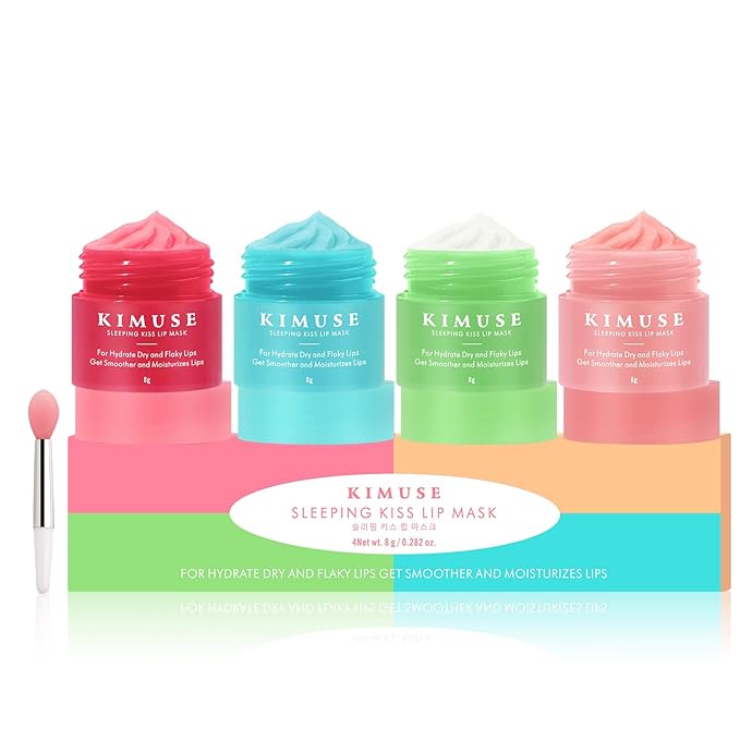 KIMUSE Lip Mask, Lip Sleeping Mask: Moisturizing, Hydrating, Nourishing Lip Care Products, Vitamin C, Shea Butter & Antioxidants, Lip Mask Overnight Set for Dry Lip, Flaky
