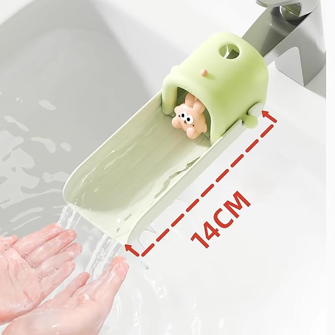 Faucet Extender Temperature Sensitive for Toddlers Silicone Sink Extender for Toddlers Faucet Extender for Babies Kids Children (Green)