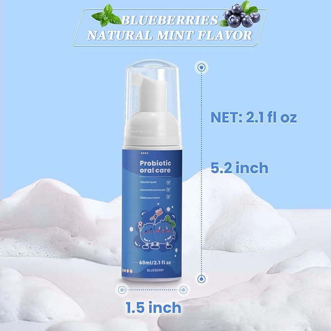 Kids Fluoride Free Foam Toothpaste - Toddler Natural Teeth Clean and Whitening Toothpaste with Blueberry Mint Flavor, Organic Travel for U Shaped Toothbrush