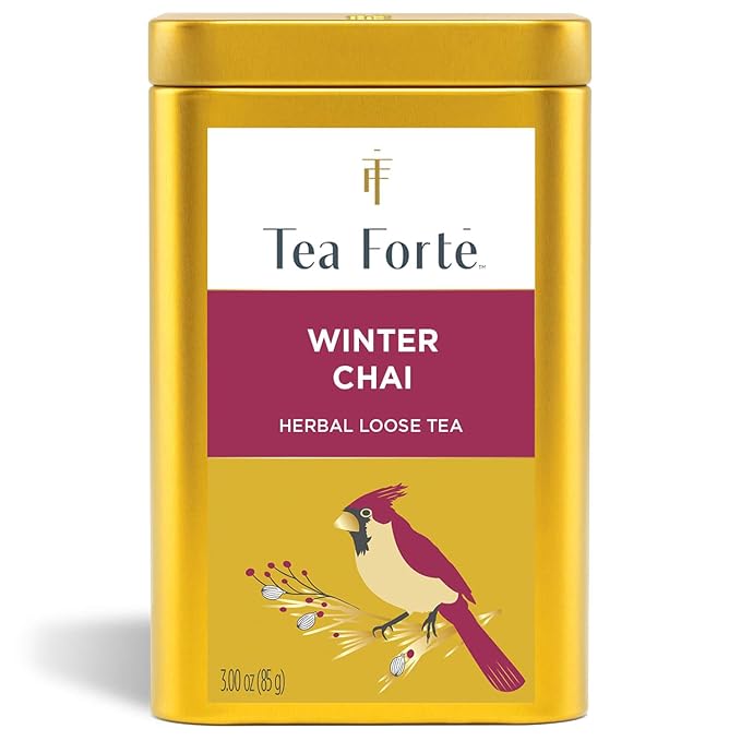 Tea Forte Winter Chai Premium Loose Leaf Caffeine-Free Herbal Tea Blend Canister, Makes 35-50 Cups