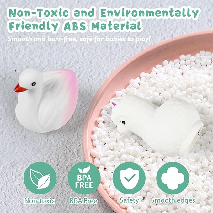 Bath Toys for Toddlers 1-3, No Hole Cute Light Up Bathtub Toys Floating Rubber Sea Animal Set with Flashing Colorful LED Light Unicorn Mermaid for Bathroom Shower Swimming Pool Party for Baby Girl Boy