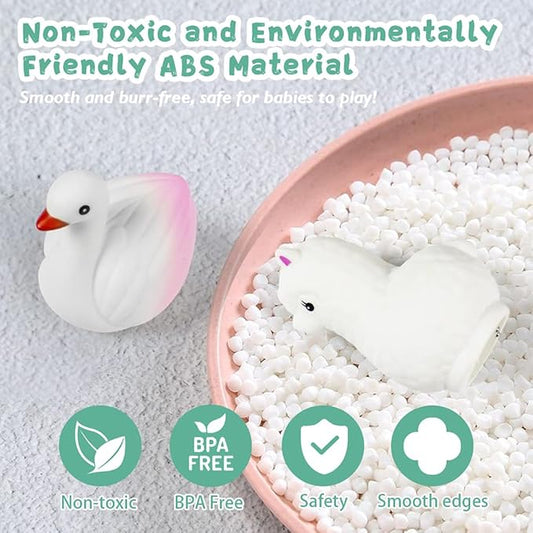 Bath Toys for Toddlers 1-3, No Hole Cute Light Up Bathtub Toys Floating Rubber Sea Animal Set with Flashing Colorful LED Light Unicorn Mermaid for Bathroom Shower Swimming Pool Party for Baby Girl Boy